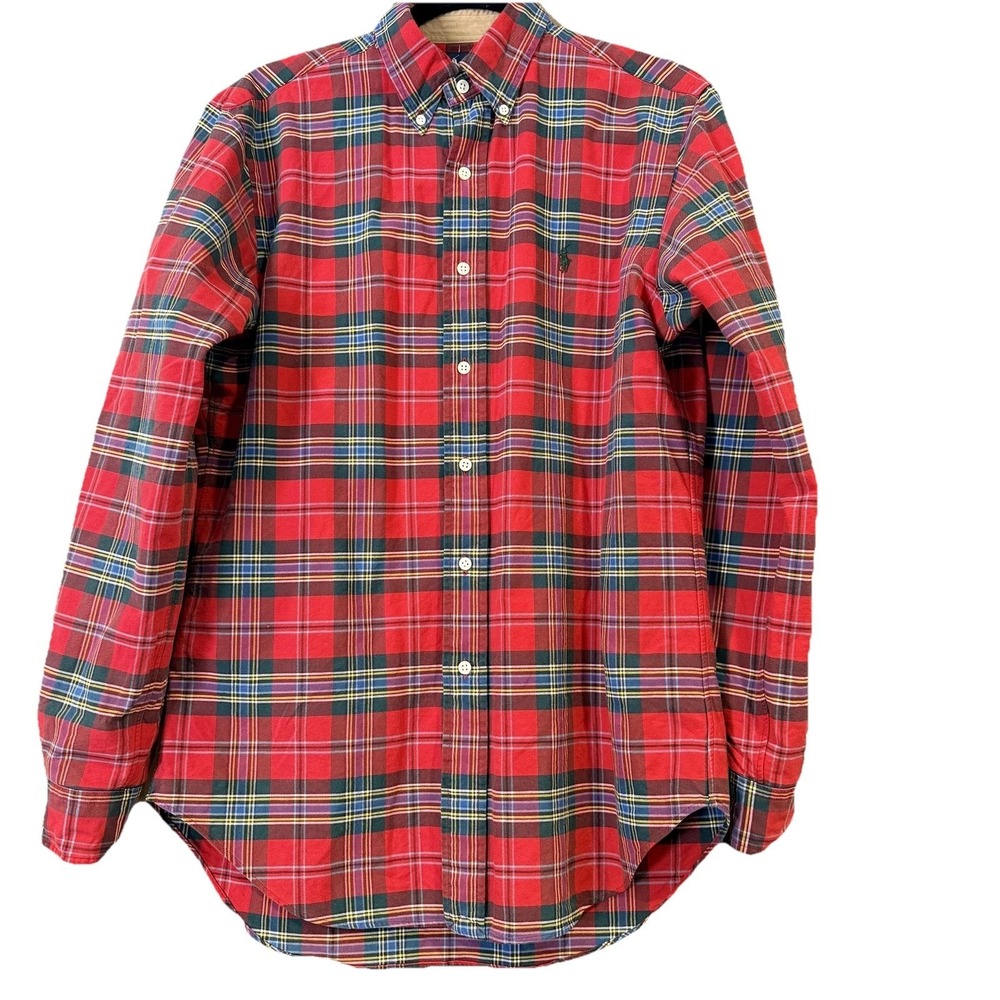 Ralph Lauren Long Sleeve Shirt Mens Small Plaid  100% Cotton Button Down Preppy